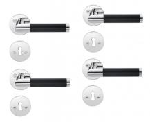 Beslagsboden indend�rs d�rgreb inkl n�gleskilt - Krom/sort - S�t � 4 stk