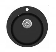 Lavabo Saturn rund komposit k�kkenvask - Sort/krom