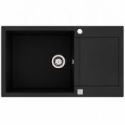 Lavabo Saturn 860 k�kkenvask i komposit m/afl�bsbakke - Sort/krom