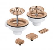 Grohe afl�bss�t til k�kkenvask m/skyllesk�l inkl. drejeknap - B�rstet warm sunset