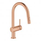 Grohe NEW Minta k�kkenbatteri m/udtr�k og Dual spray - B�rstet Warm Sunset