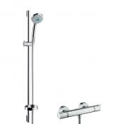 hansgrohe Croma 100 komplet brusesystem m/Ecostat Comfort og 90 cm brusestang - Krom