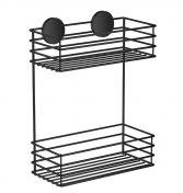 Beslagsboden selvklæbende brusekurv - Dobbelt - Mat sort