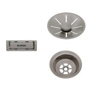 Blanco InFino strainer og firkantet overløbsskilt - Satin platinum Blanco InFino strainer og firkantet overløbsskilt - Satin platinum