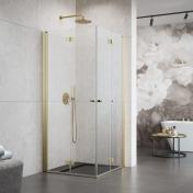 Str�mberg Noma 110 bruseniche m/folded�re - 90x90 cm - Klar glas/b�rstet messing