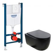 Cass�e Silent Rimless mat sort toiletpakke inkl. s�de, cisterne og betjening i hvid