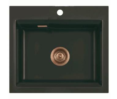 Lavabo Kara 57 keramik k&oslash;kkenvask - Mat sort m/kobber afl&oslash;b