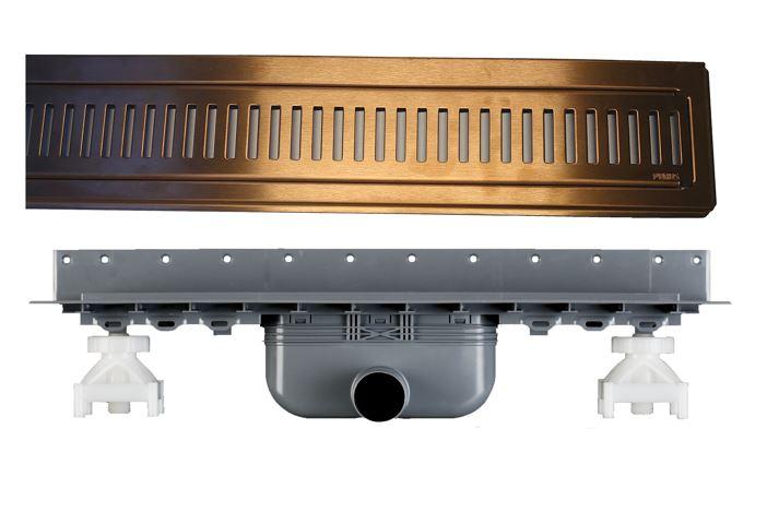 Purus Line RIB afløbspakke 800 mm - vandret - Børstet kobber Purus Line RIB afløbspakke 800 mm - vandret - Børstet kobber