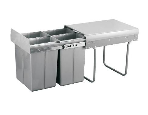 Affaldssystem m/4 stk 10 L spande - Grå Affaldssystem m/4 stk 10 L spande - Grå