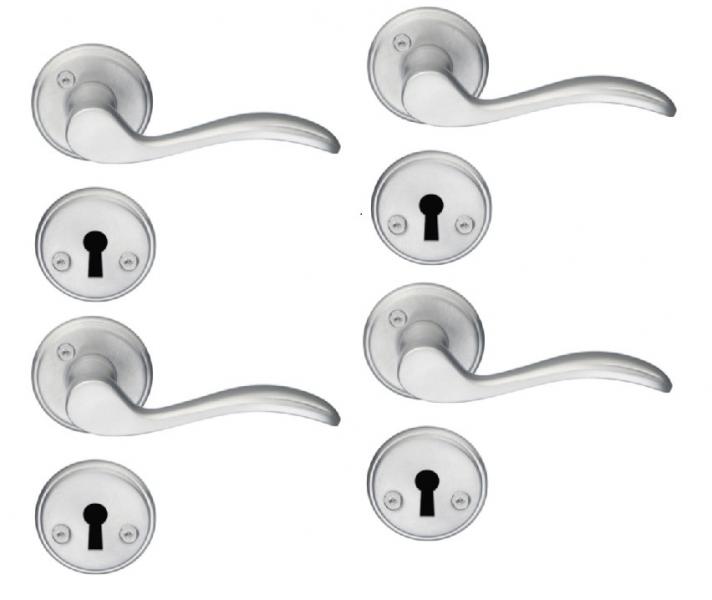 Beslagsboden vintage indend&oslash;rs d&oslash;rgreb inkl n&oslash;gleskilt - B&oslash;rstet krom - S&aelig;t &aacute; 4 stk