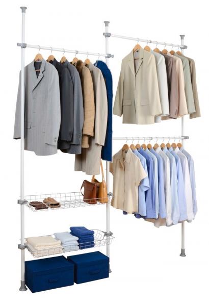 Wenko Hercules teleskopsystem Duo til garderobe 164-215 cm - Hvid/Gr&aring;