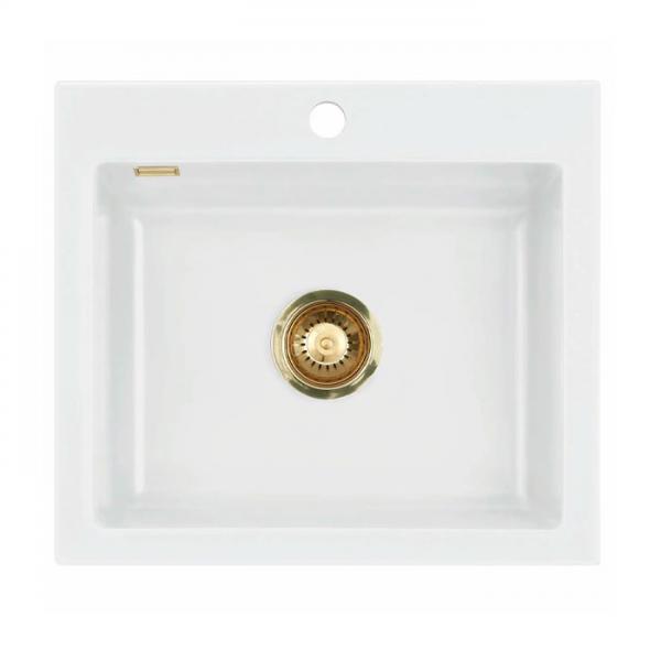 Lavabo Mera 57 porcel&aelig;nsk&oslash;kkenvask - Messing afl&oslash;b