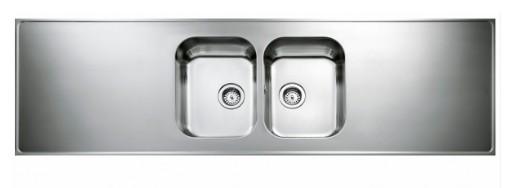 Intra AH20C-KV stålbordplade køkkenvask - Centreret - Dobbelt - 200 cm Intra AH20C-KV stålbordplade køkkenvask - Centreret - Dobbelt - 200 cm