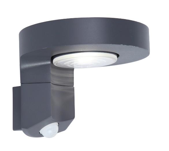 Lutec Diso Solar udend&oslash;rs v&aelig;glampe m/solceller og sensor - Gr&aring;