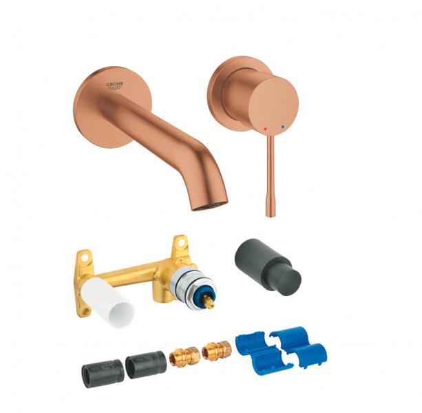 Grohe Essence New komplet armatur til indbygning i v&aelig;g - B&oslash;rstet warm sunset