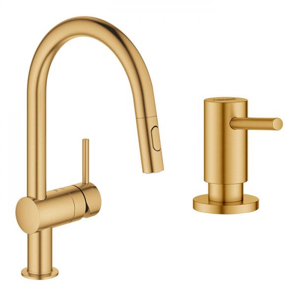 Grohe Minta New køkkenarmatur m/udtræk og sæbedispenser - Børstet cool sunrise Grohe Minta New køkkenarmatur m/udtræk og sæbedispenser - Børstet cool sunrise