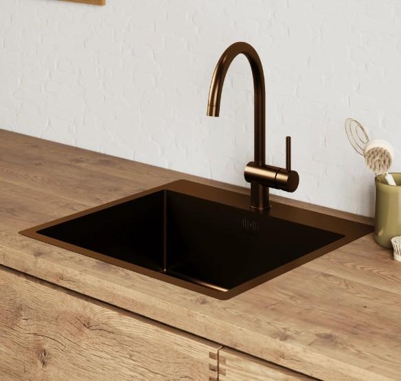 Lavabo Kubus 540 Soft k&oslash;kkenvask inkl. Kubus 030 k&oslash;kkenarmatur - Bruneret messing