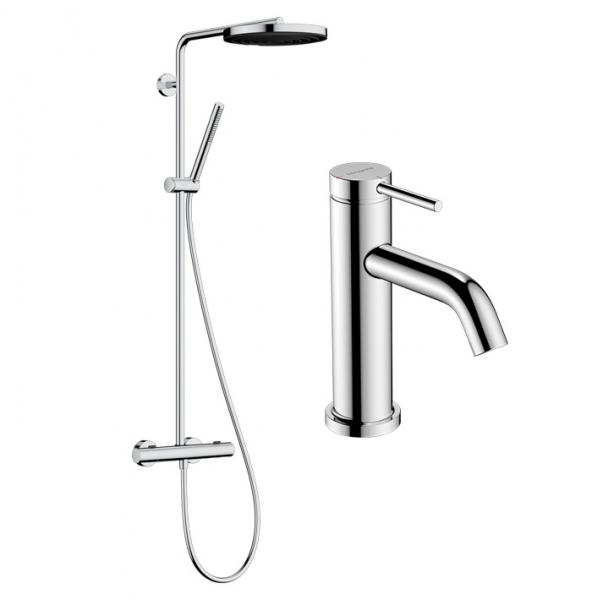 hansgrohe Pulsify S Puro 1jet & Tecturis komplet pakke til badev&aelig;relset - Krom
