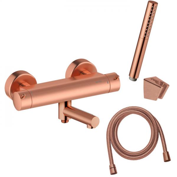 Damixa Iris komplet badekararmatur - Børstet kobber Damixa Iris komplet badekararmatur - Børstet kobber