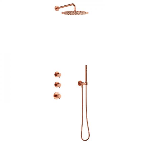 Damixa Iris XS 1 300 brusesæt til indbygning - Børstet kobber Damixa Iris XS 1 300 brusesæt til indbygning - Børstet kobber