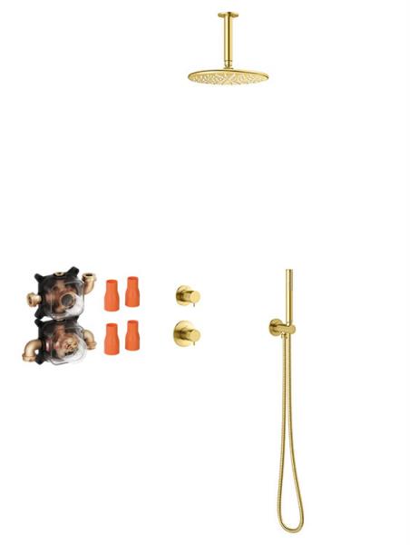 Damixa Silhouet DS 2 komplet brusesystem til indbygning - Børstet messing PVD Damixa Silhouet DS 2 komplet brusesystem til indbygning - Børstet messing PVD