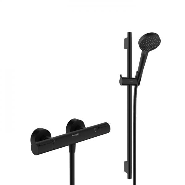 hansgrohe Vernis Blend brusesæt m/Ecostat Element brusetermostat - Mat sort hansgrohe Vernis Blend brusesæt m/Ecostat Element brusetermostat - Mat sort