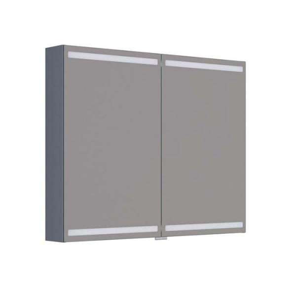 Dansani Level spejlskab 100 m/lys, lysstyring og tr&aelig;bakker - Gr&aring; mat