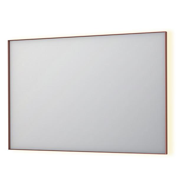 Sanibell Ink SP32 firkantet spejl m/backlight, varme og sensor 120 x 80 cm - B&oslash;rstet kobber
