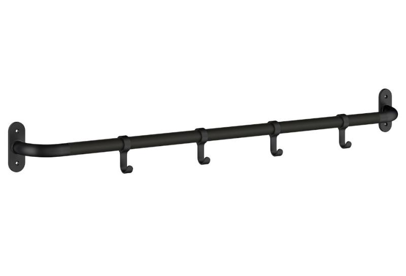 Beslagsboden knagerække m/4 knager - 1000 mm - Mat sort Beslagsboden knagerække m/4 knager - 1000 mm - Mat sort