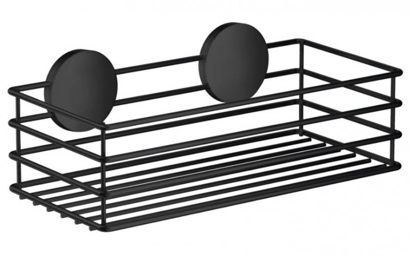 Beslagsboden selvkl&aelig;bende brusekurv - Mat sort