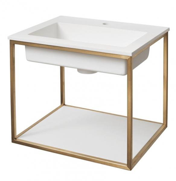 Cass&oslash;e Como 50 h&aring;ndvask t/v&aelig;g m/stel og hylde - B&oslash;rstet messing