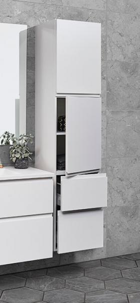 Cass&oslash;e Front h&oslash;jskab m/2 l&aring;ger og 2 skuffer - H&oslash;jreh&aelig;ngslet - Mat hvid