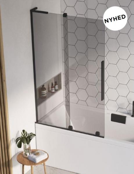 Strømberg Faro 72 badekarvæg m/skydedør - Klar glas/kobber Strømberg Faro 72 badekarvæg m/skydedør - Klar glas/kobber