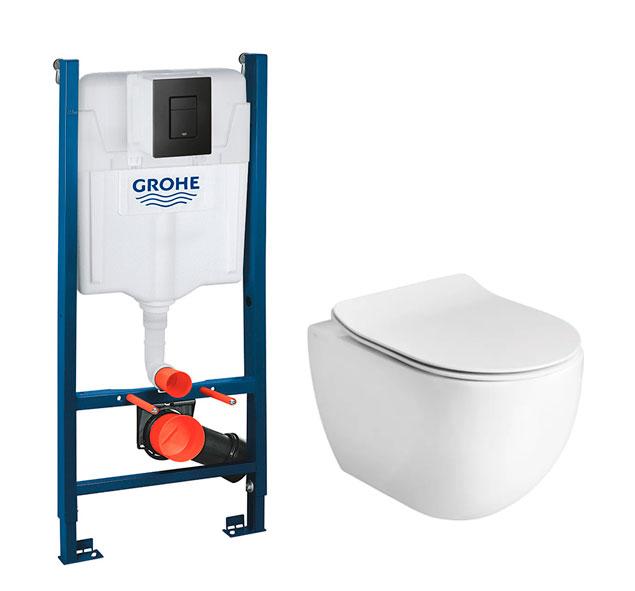 Lavabo Glomp Mat hvid Mini rimless toiletpakke inkl. sæde m/soft-close, cisterne og mat sort betjening Lavabo Glomp Mat hvid Mini rimless toiletpakke inkl. sæde m/soft-close, cisterne og mat sort betjening
