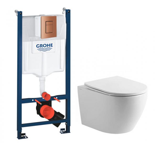 Lavabo Studio RIMless toiletpakke inkl. sæde m/soft-close, cisterne og kobber betjening Lavabo Studio RIMless toiletpakke inkl. sæde m/soft-close, cisterne og kobber betjening