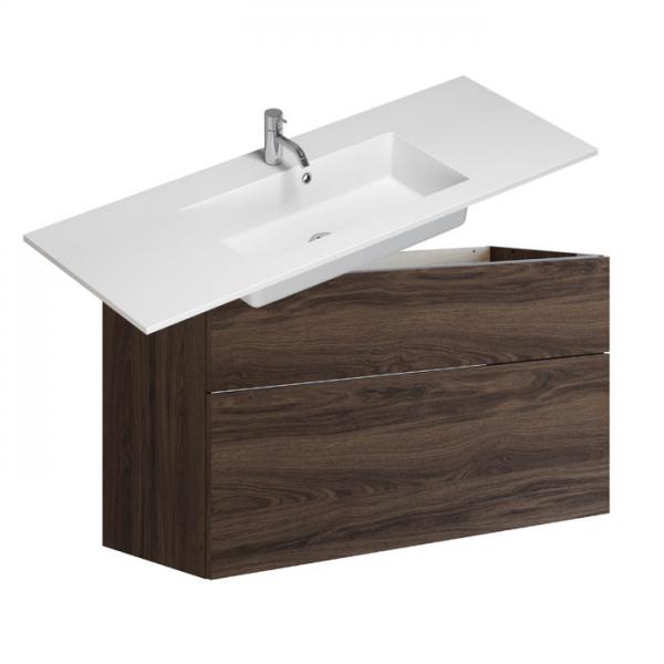 Dansani Luna Urban 120 m&oslash;bels&aelig;t m/Minore vask og skuffer - H&oslash;j - Brun eg