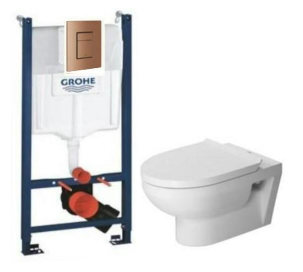 Duravit No. 1 Rimless toiletpakke inkl. s&aelig;de m/softclose, cisterne og kobber betjening