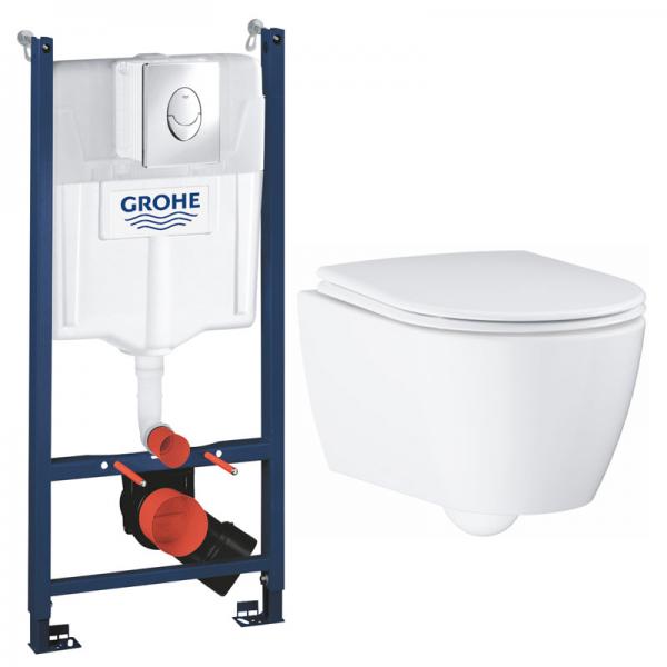 Grohe Essence Rimless toiletpakke inkl. sæde m/soft-close, cisterne og krom betjening Grohe Essence Rimless toiletpakke inkl. sæde m/soft-close, cisterne og krom betjening