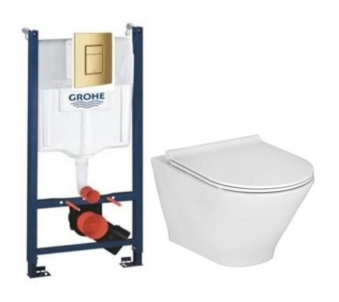 Laufen Roca Gap round RIMless toiletpakke inkl. s&aelig;de m/softclose, cisterne og messing betjening