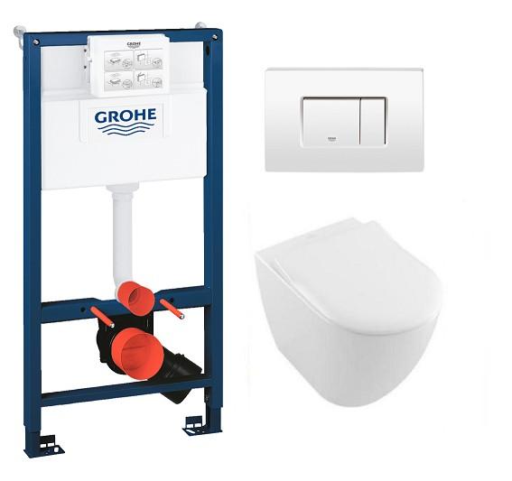 Villeroy & Boch Subway 2.0 m/RIMless og C+ toiletpakke inkl. s&aelig;de m/soft-close, mellem cisterne og hvid betjening