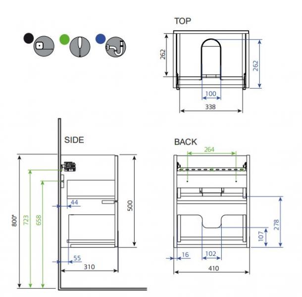 Hafa Neat 420 underskab m/skuffer - Gr&oslash;n