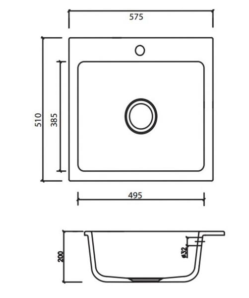 Lavabo Mera 57 porcelænskøkkenvask m/køkkenarmatur i Krom Lavabo Mera 57 porcelænskøkkenvask m/køkkenarmatur i Krom