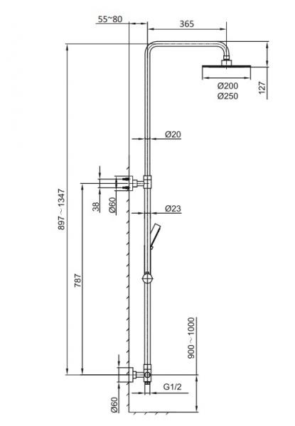 Hafa Grace brusesystem - &Oslash;250 - Krom