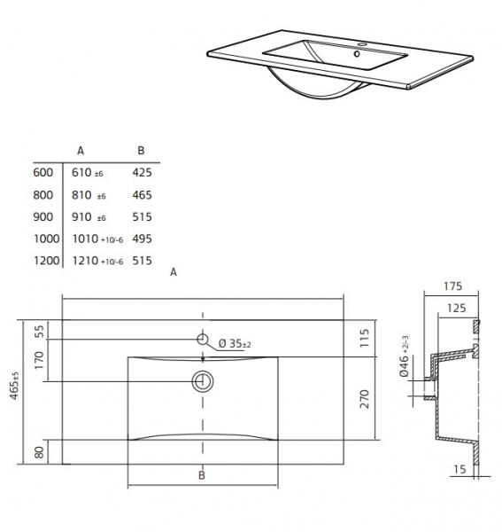 Hafa Grace 120 m&oslash;bels&aelig;t m/vask - Mat hvid ramme