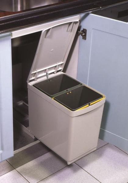 Affaldssystem m/2 stk 7,5 L spande - Gr&aring;