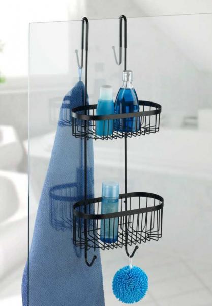 Wenko Revigo dobbelt brusehylde til glasv&aelig;g - Sort
