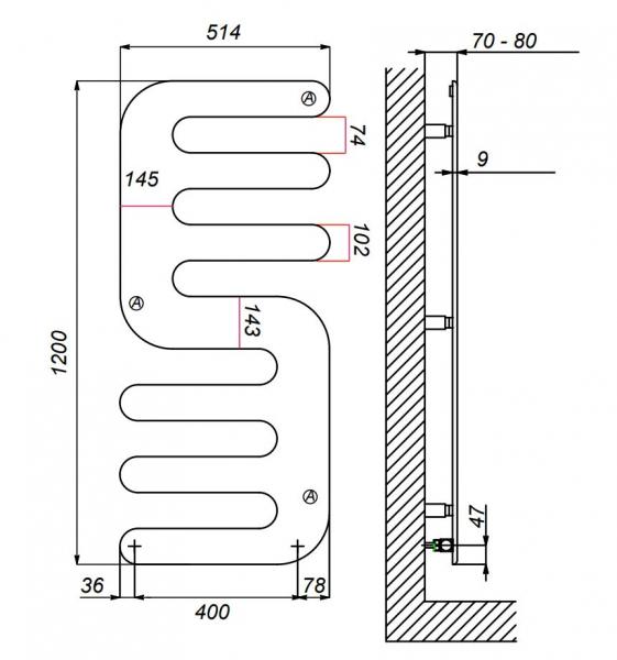 Kriss Hand håndklædetørrer - 51,4x120 cm - Grafitgrå Kriss Hand håndklædetørrer - 51,4x120 cm - Grafitgrå