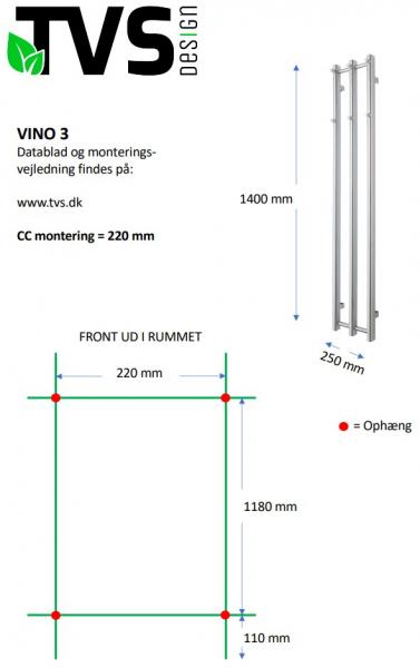 TVS Vino 3 h&aring;ndkl&aelig;det&oslash;rrer - 25x140 cm - Hvid