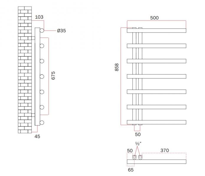 Kriss Merkur håndklædetørrer - 50x86 cm - Hvid Kriss Merkur håndklædetørrer - 50x86 cm - Hvid