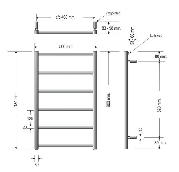 Str&oslash;mberg Hagen h&aring;ndkl&aelig;det&oslash;rrer til kombidrift - 50x78 cm - Krom